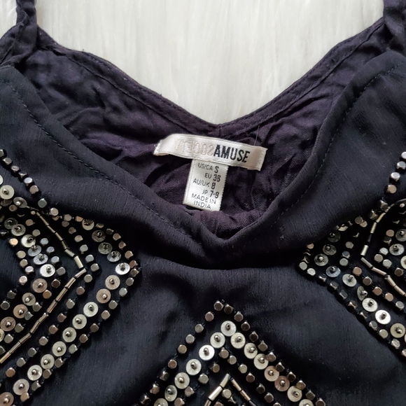 Amuse Society Black Shine On Beaded Slip Mini Dress - Picture 4 of 8